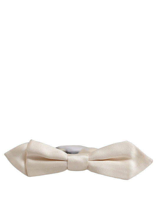 Men White 100% Silk Adjustable Neck Papillon Bow Tie