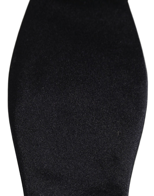 Men Dark Blue 100% Silk Adjustable Neck Papillon Bow Tie