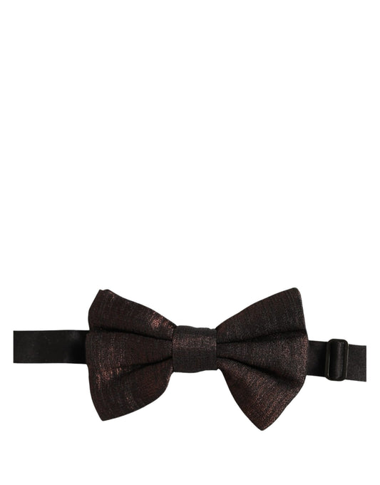 Men Brown 100% Silk Adjustable Neck Papillon Bow Tie