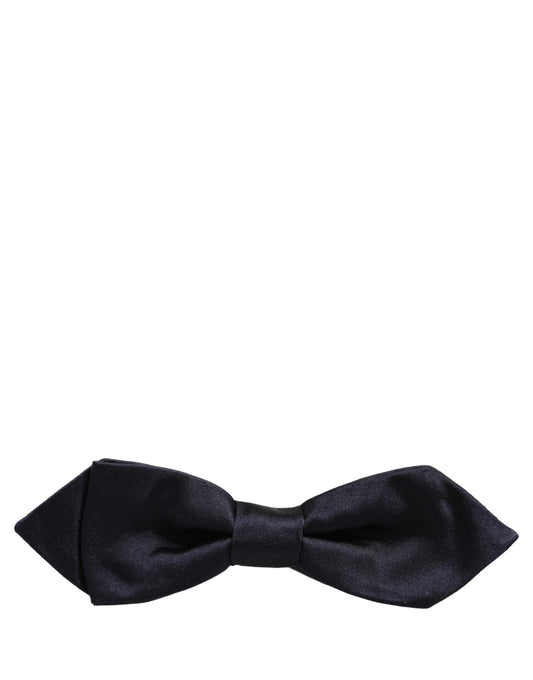 Men Dark Blue 100% Silk Adjustable Neck Papillon Bow Tie