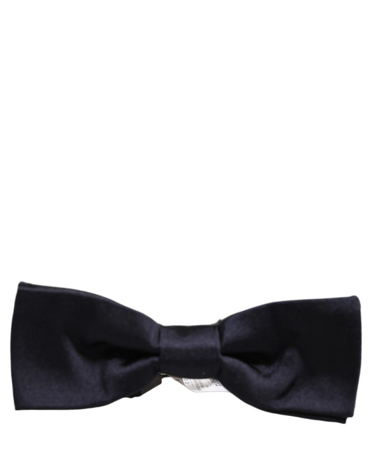 Men Dark Blue 100% Silk Adjustable Neck Papillon Bow Tie