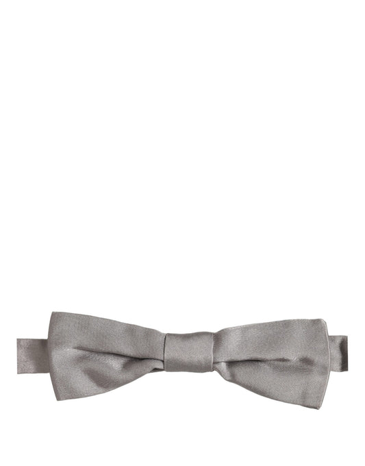 Men Gray 100% Silk Adjustable Neck Papillon Bow Tie