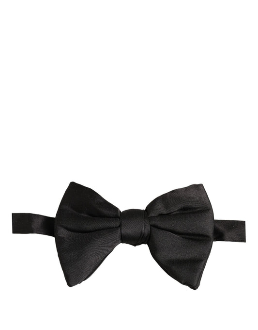 Men Black 100% Silk Adjustable Neck Papillon Bow Tie
