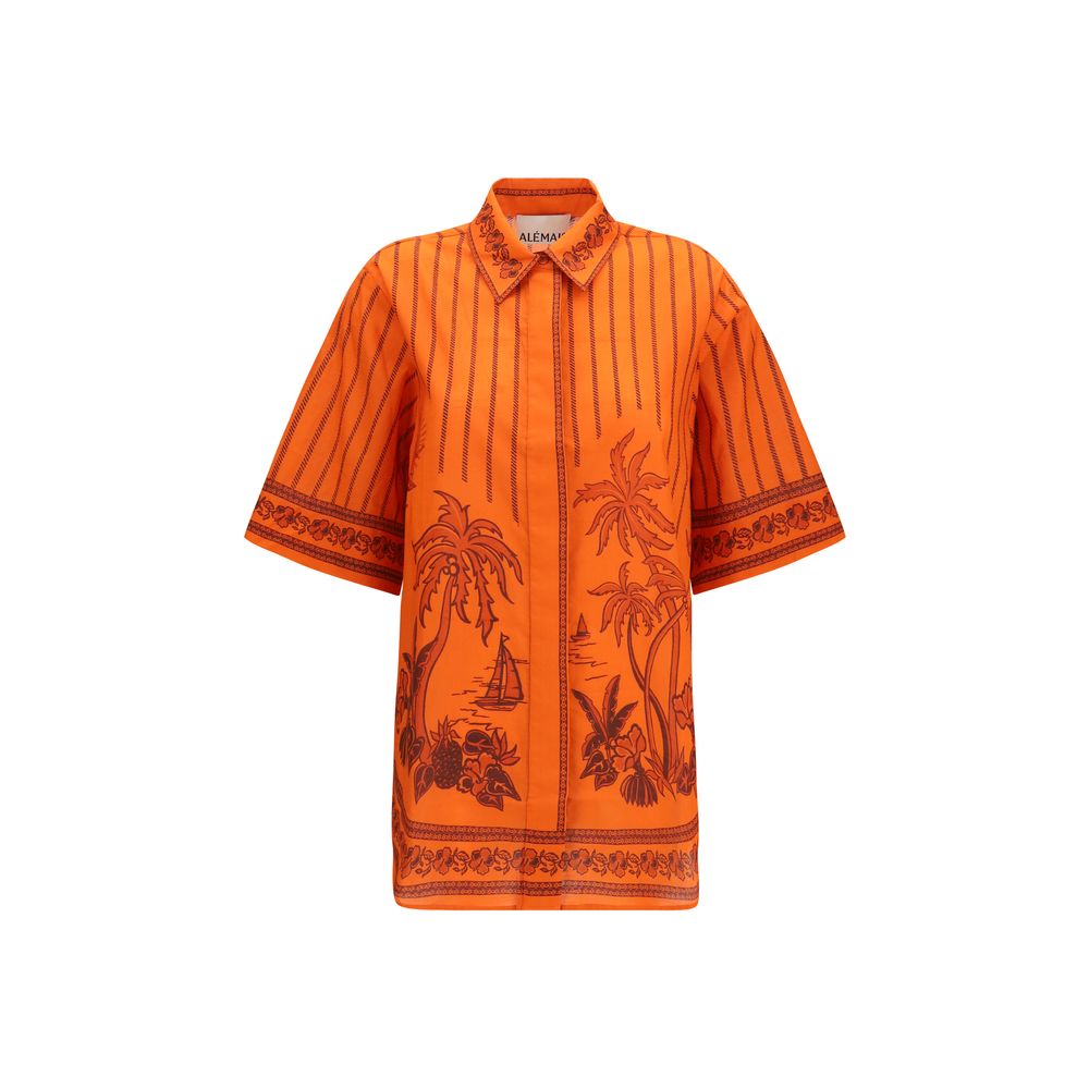 Orange Cotton Pattern Shirt