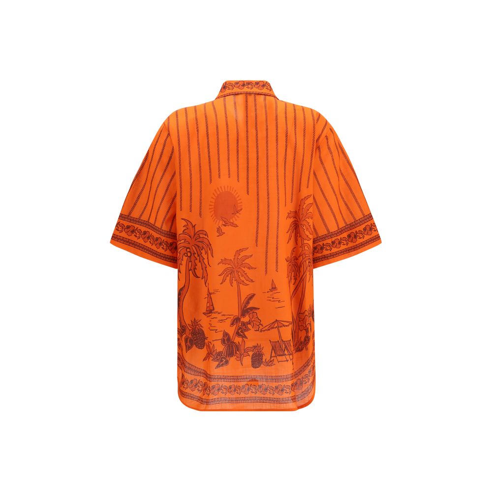 Orange Cotton Pattern Shirt