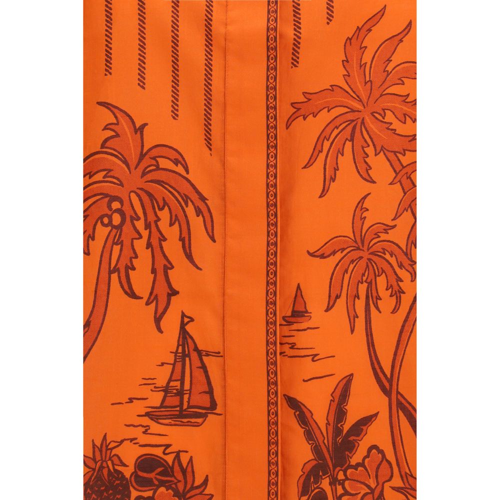 Orange Cotton Pattern Shirt