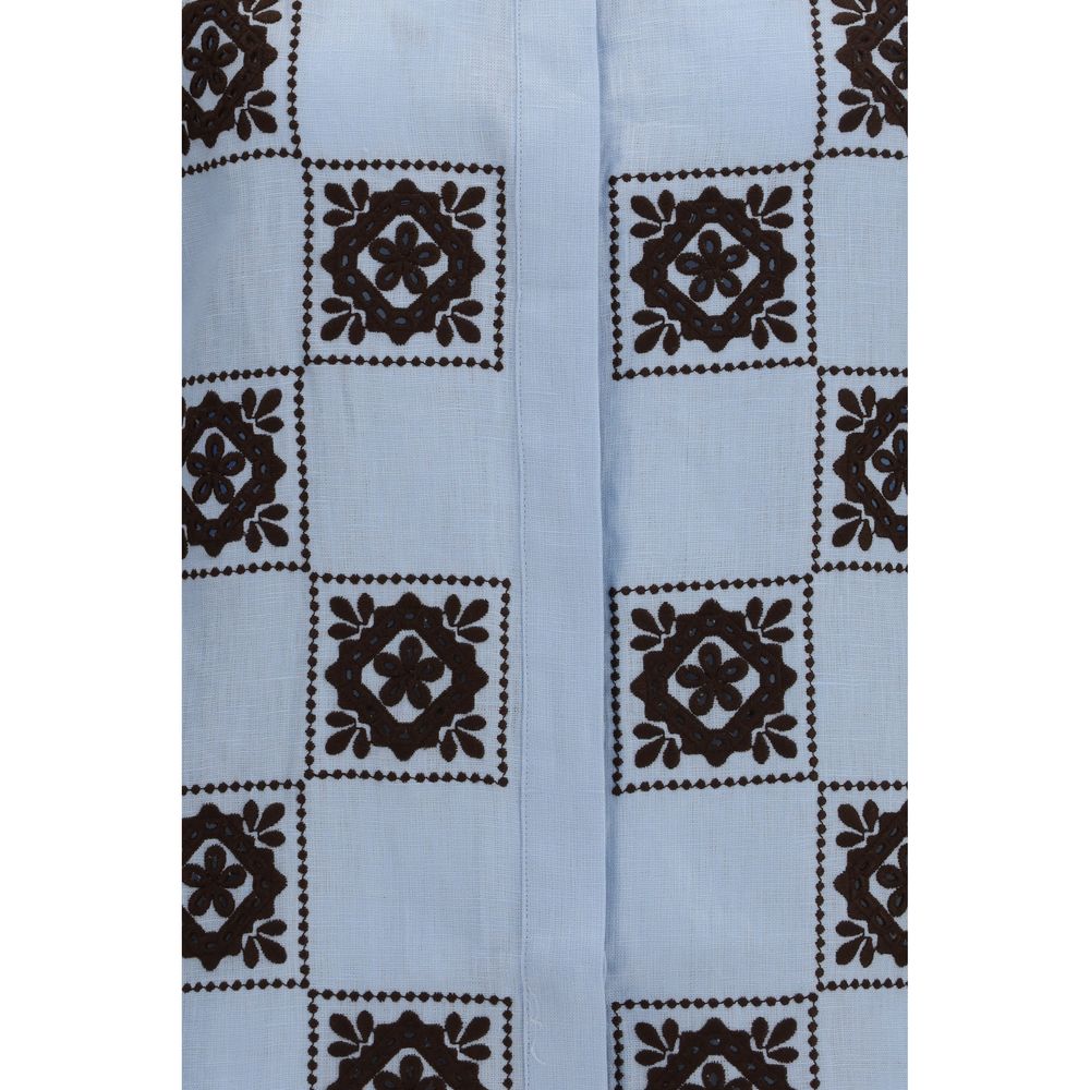 Blue Linen Pattern Shirt