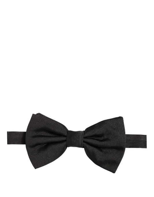Men Black 100% Silk Adjustable Neck Papillon Bow Tie