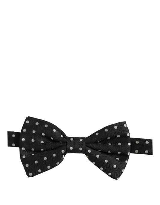 Black White Polka Dot Adjustable Neck Papillon Bow Tie
