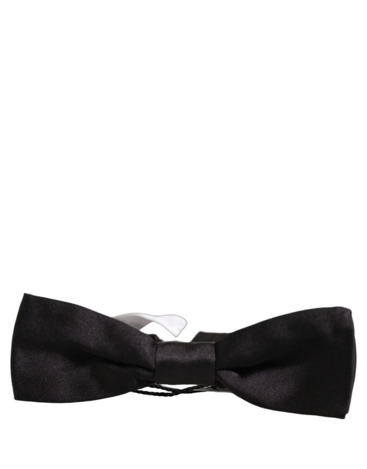 Men Black 100% Silk Adjustable Neck Papillon Bow Tie