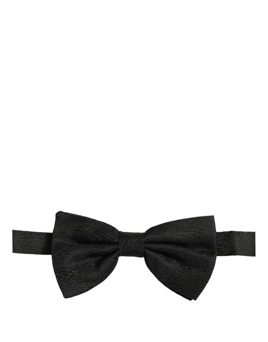 Men Dark Gray Silk Brocade Adjustable Neck Papillon Bow Tie