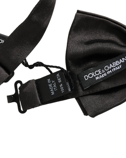 Men Black 100% Silk Adjustable Neck Papillon Bow Tie