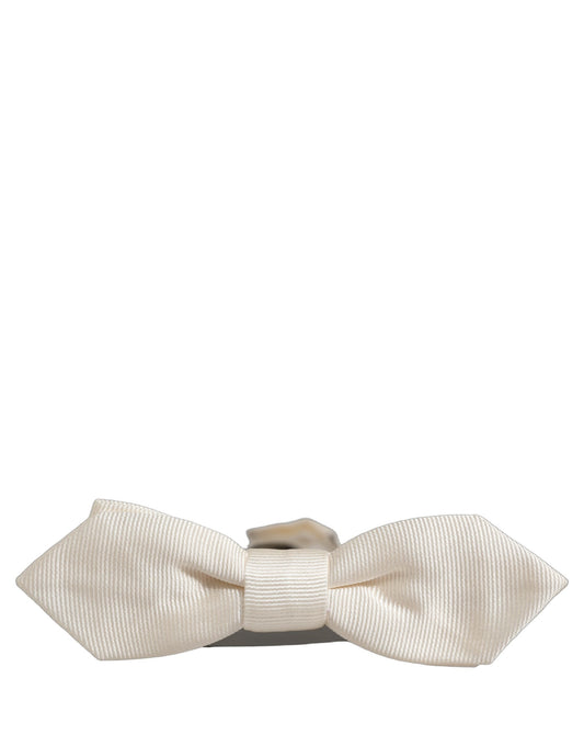 Men White 100% Silk Adjustable Neck Papillon Bow Tie