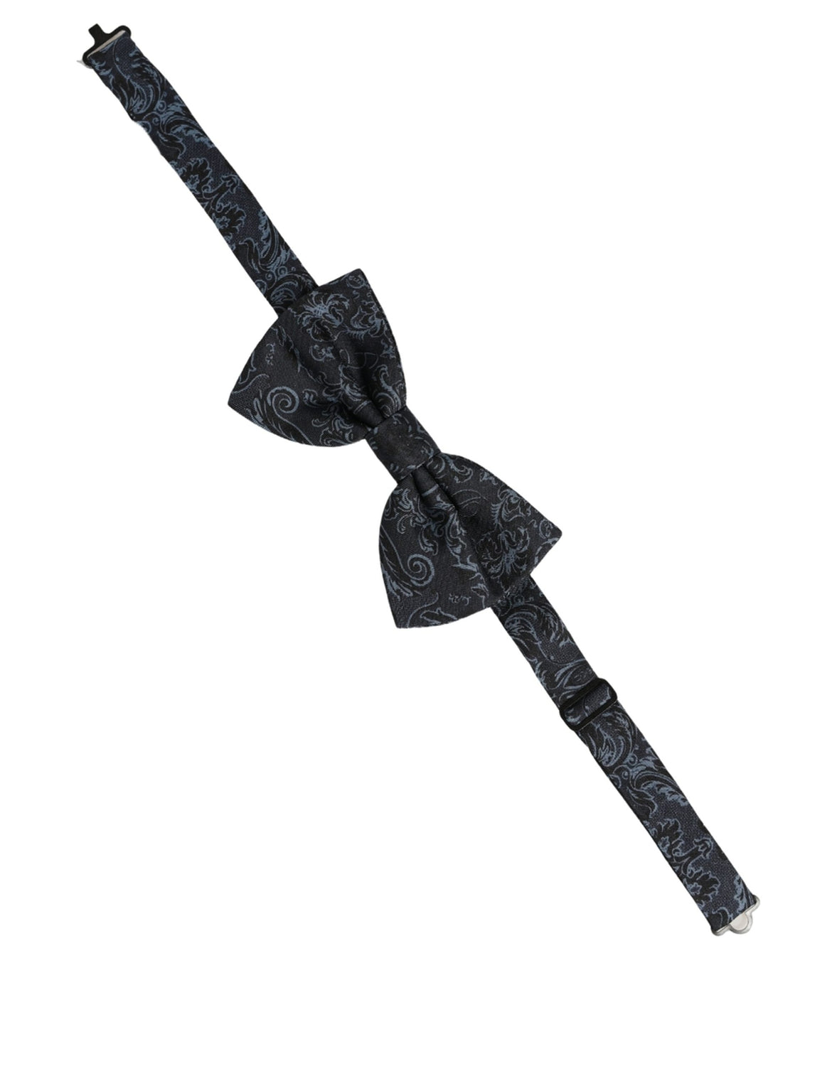 Men Black Blue Paisley Adjustable Neck Papillon Bow Tie