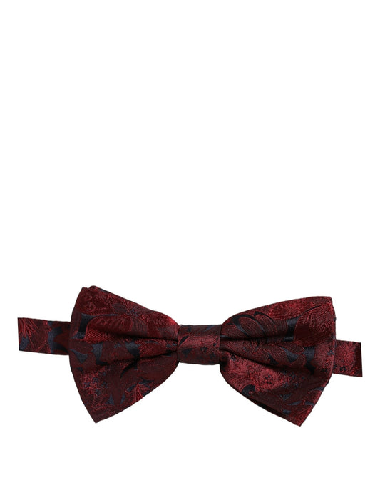 Men Maroon Paisley SIlk Adjustable Neck Papillon Bow Tie