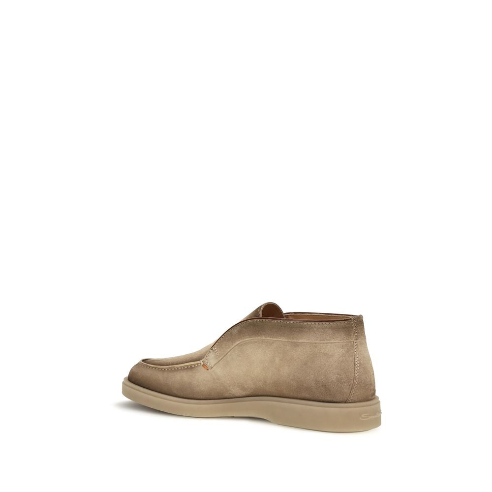 Beige Suede Leather Slip-On Loafers