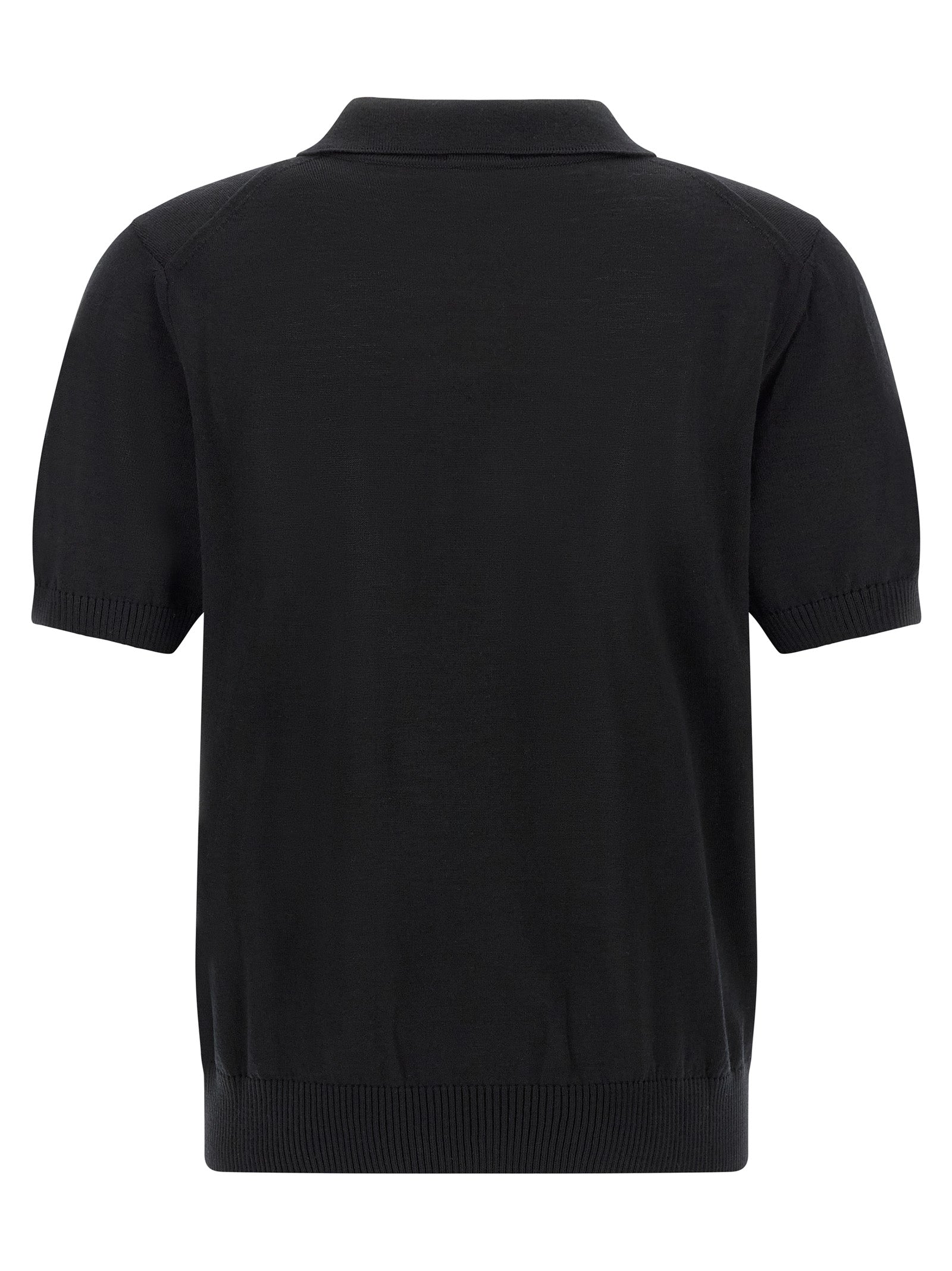 Black Virgin Wool Polo Shirt