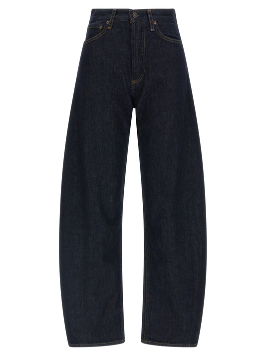 Blue Cotton High-Waisted Jean