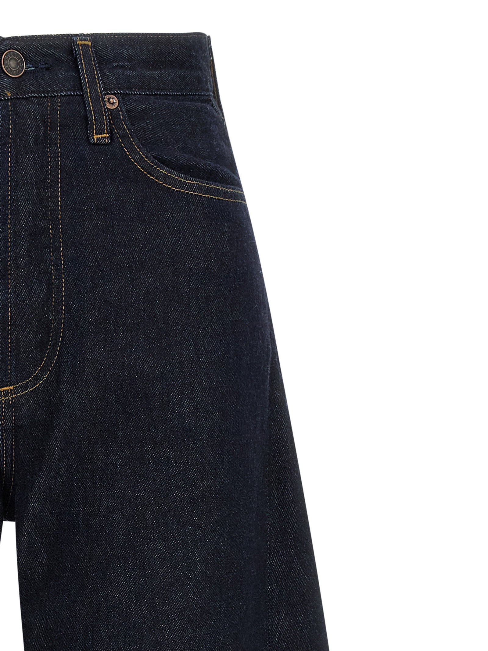 Blue Cotton High-Waisted Jean
