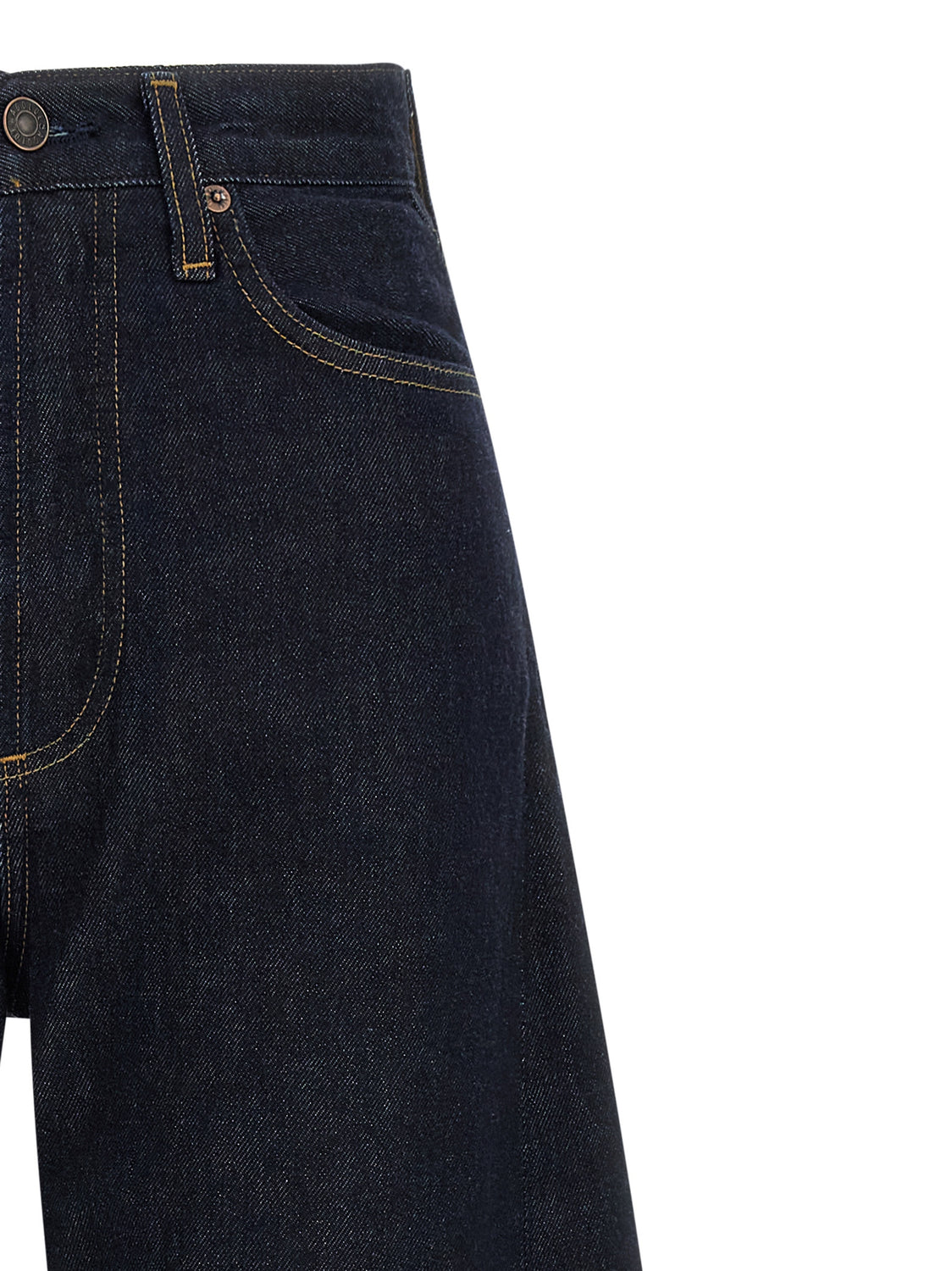 Blue Cotton High-Waisted Jean