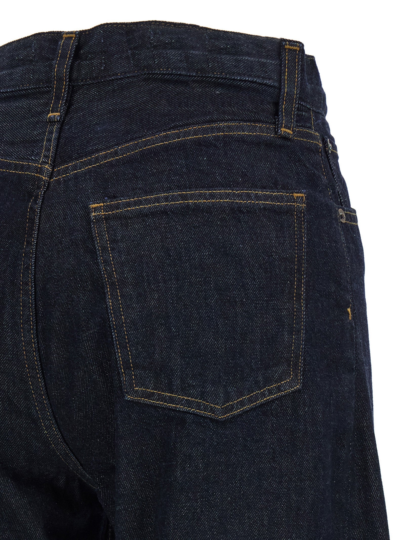 Blue Cotton High-Waisted Jean