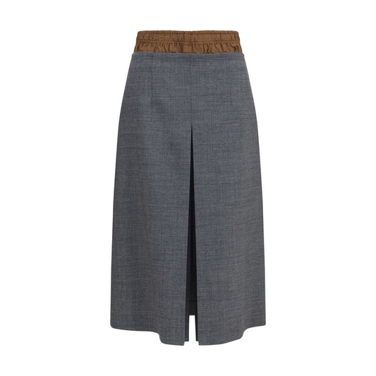 Gray Wool Oves Aries Midi Skirt