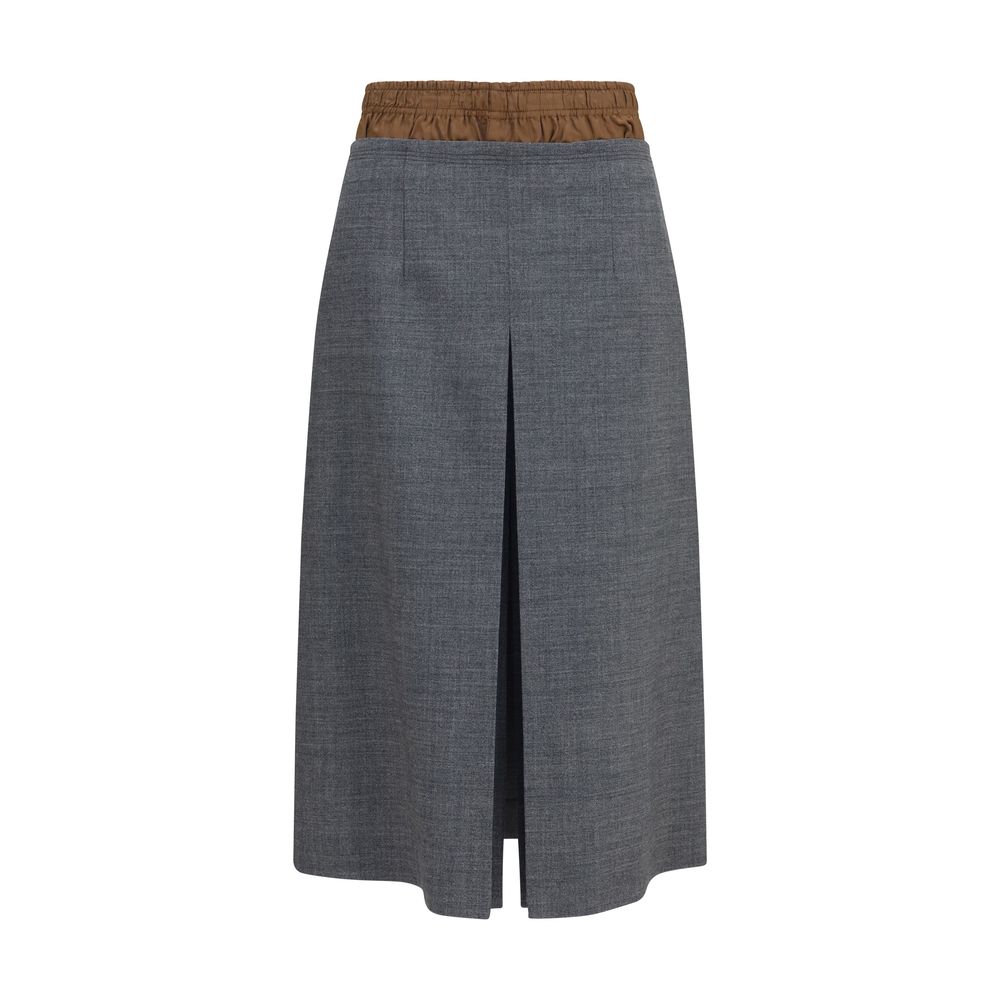 Gray Wool Oves Aries Midi Skirt