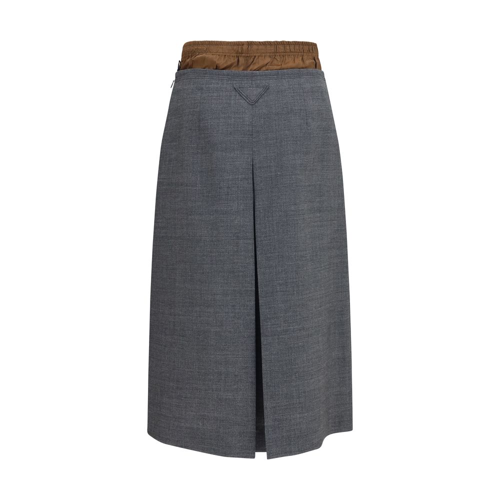 Gray Wool Oves Aries Midi Skirt