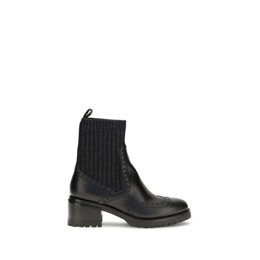 Black Calf Leather Bos Taurus Ankle Boots