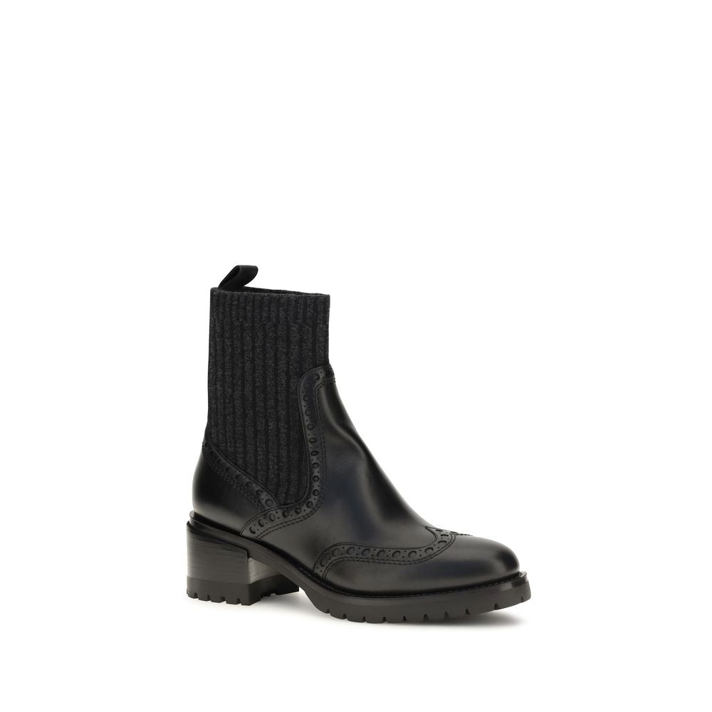 Black Calf Leather Bos Taurus Ankle Boots