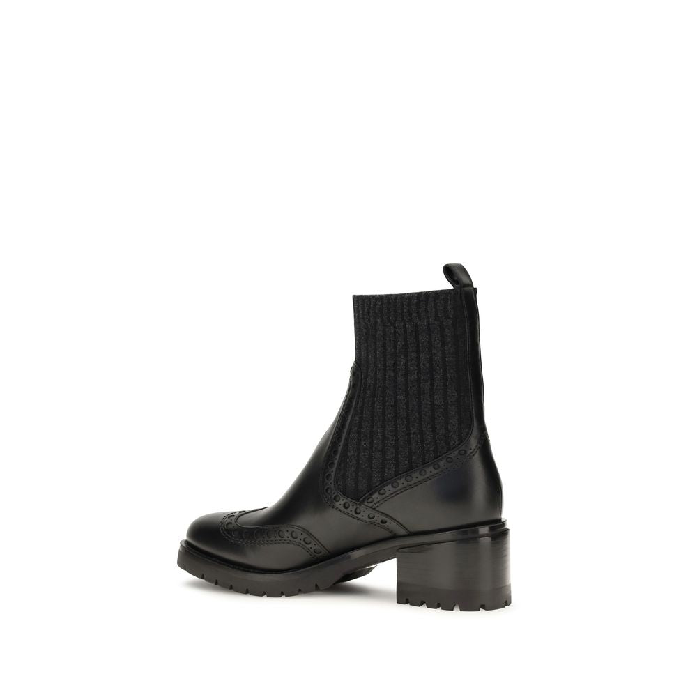 Black Calf Leather Bos Taurus Ankle Boots