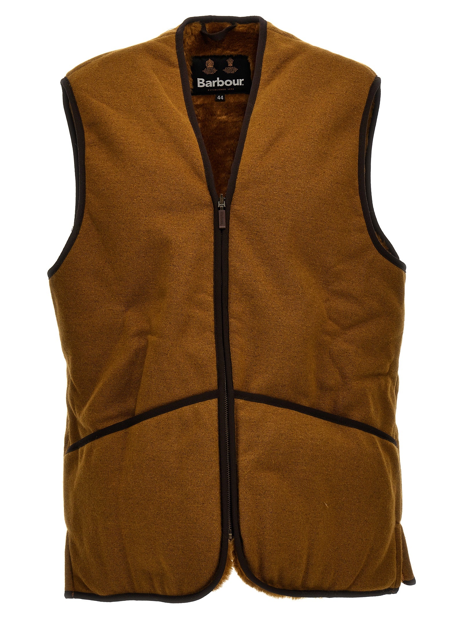 Brown Polyester Sleeveless Jacket
