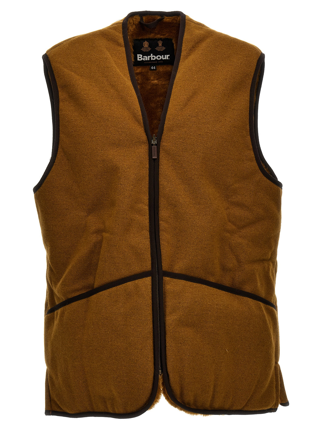 Brown Polyester Sleeveless Jacket