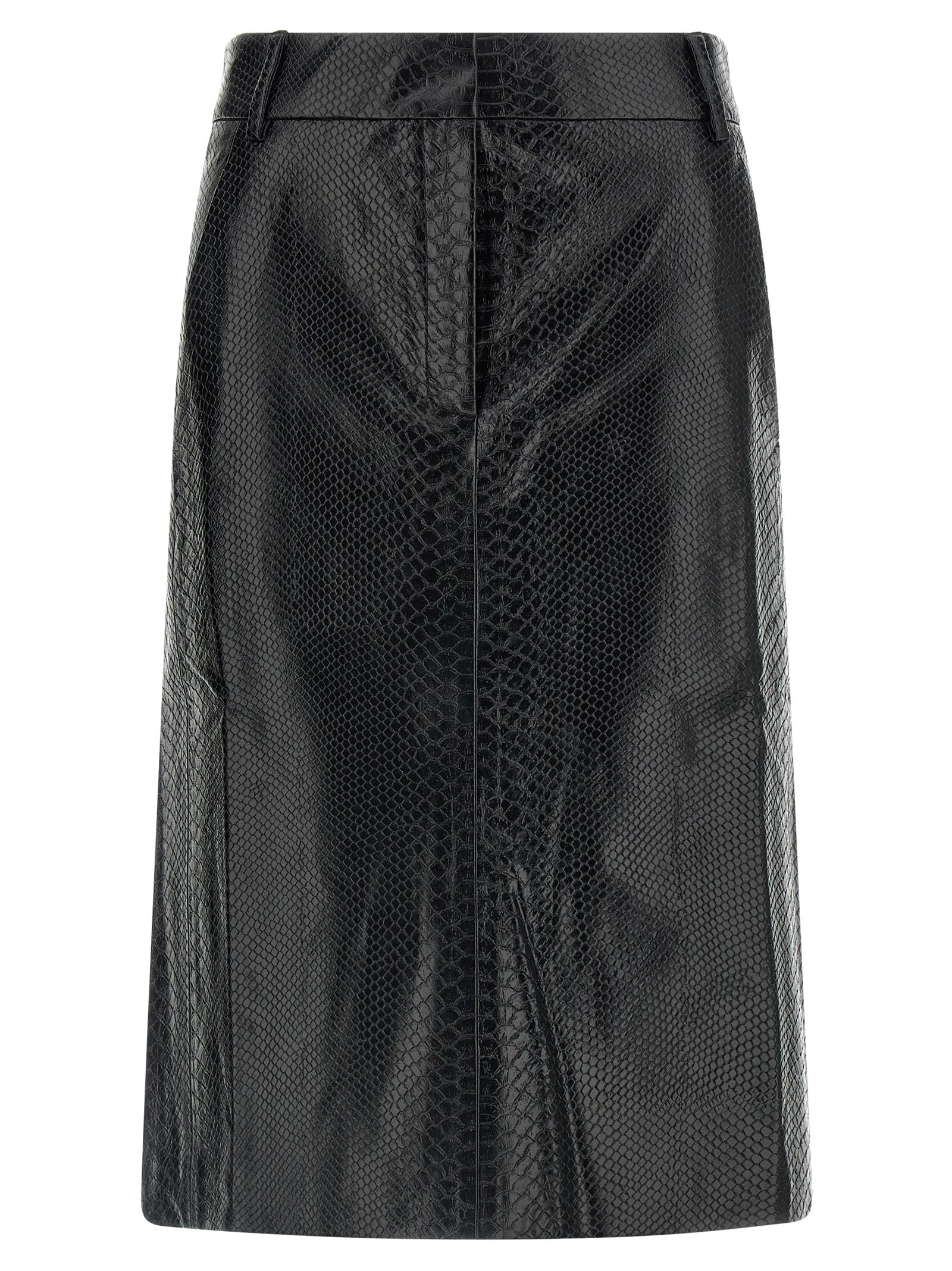 Black Polyethylene Midi Skirt