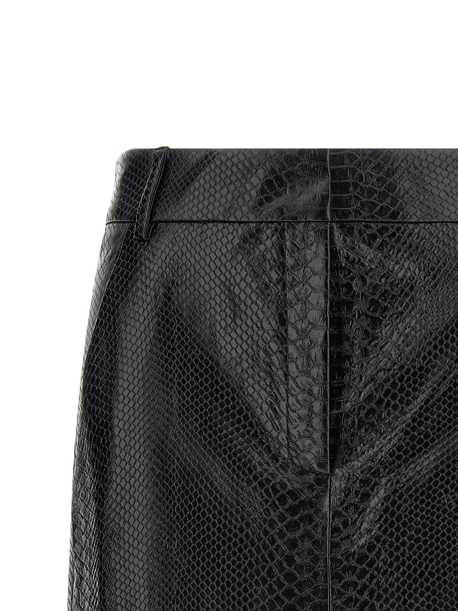 Black Polyethylene Midi Skirt