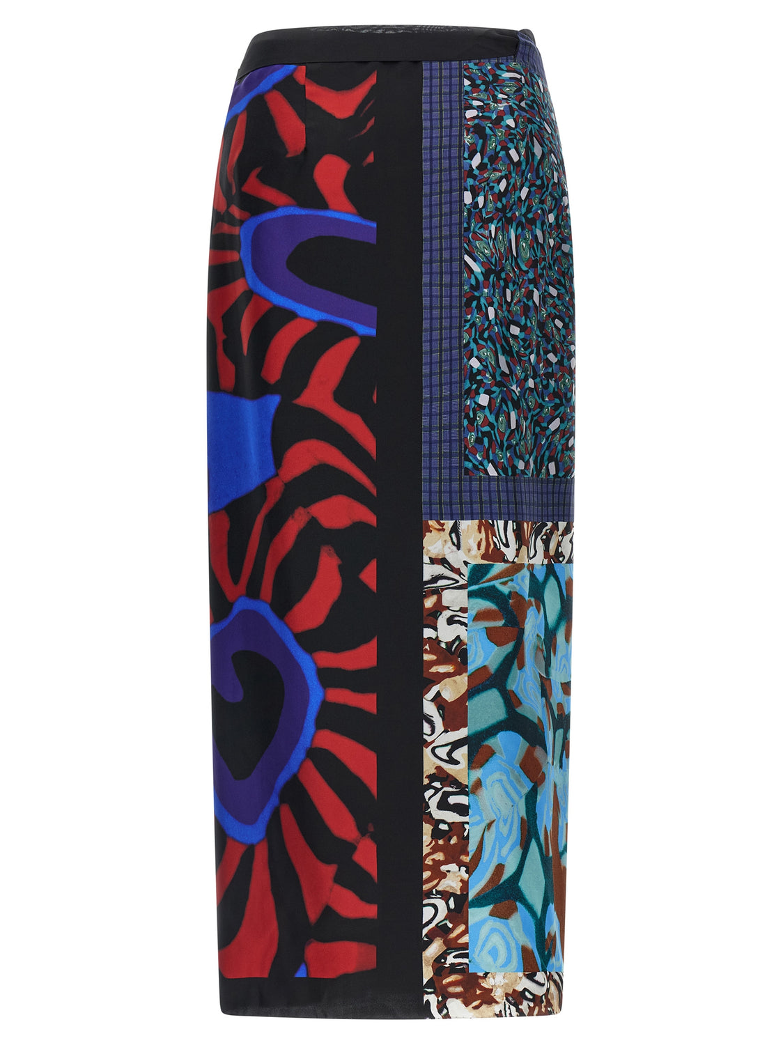 Multicolor Silk Midi Skirt