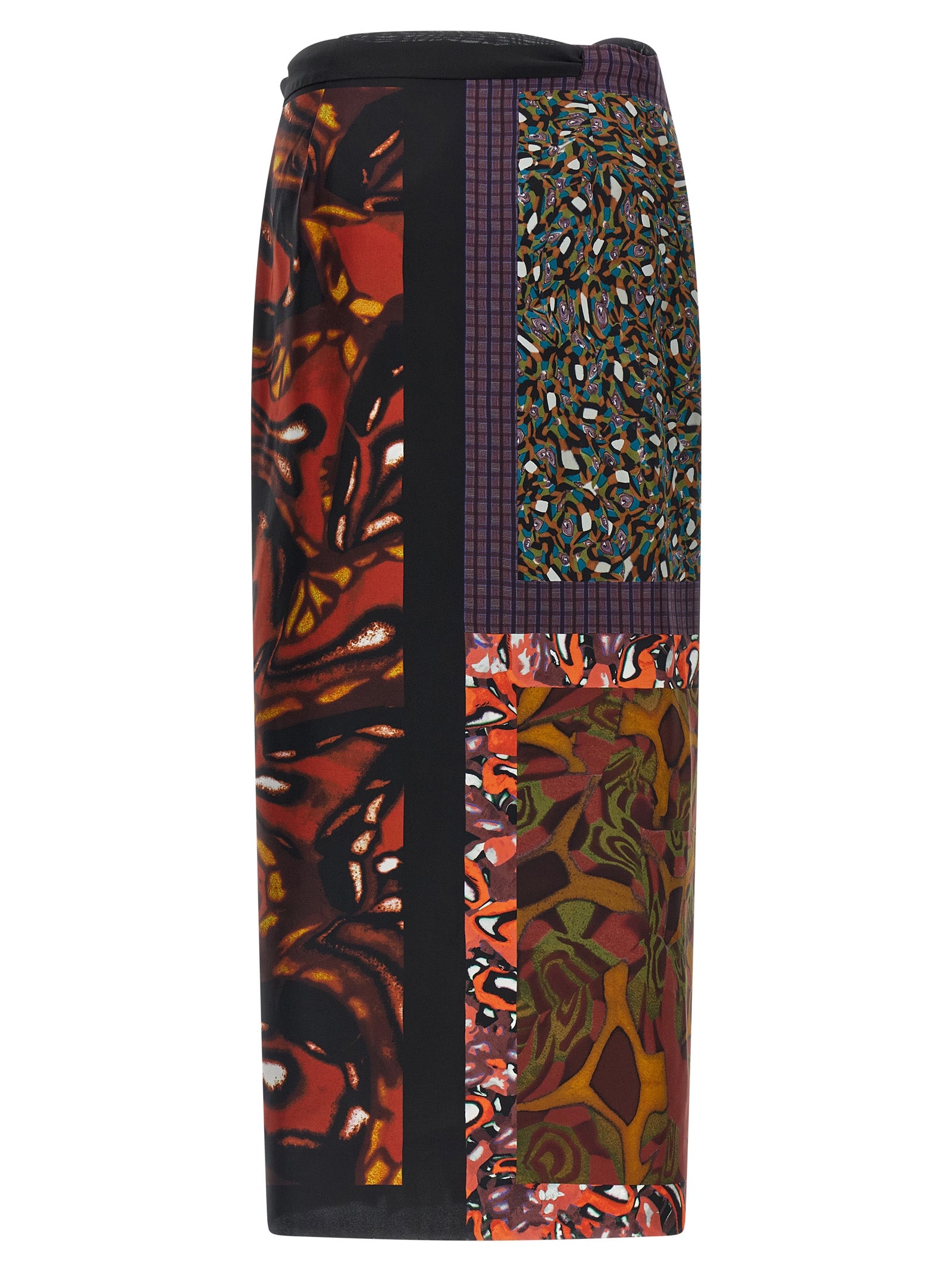 Multicolor Silk Midi Skirt