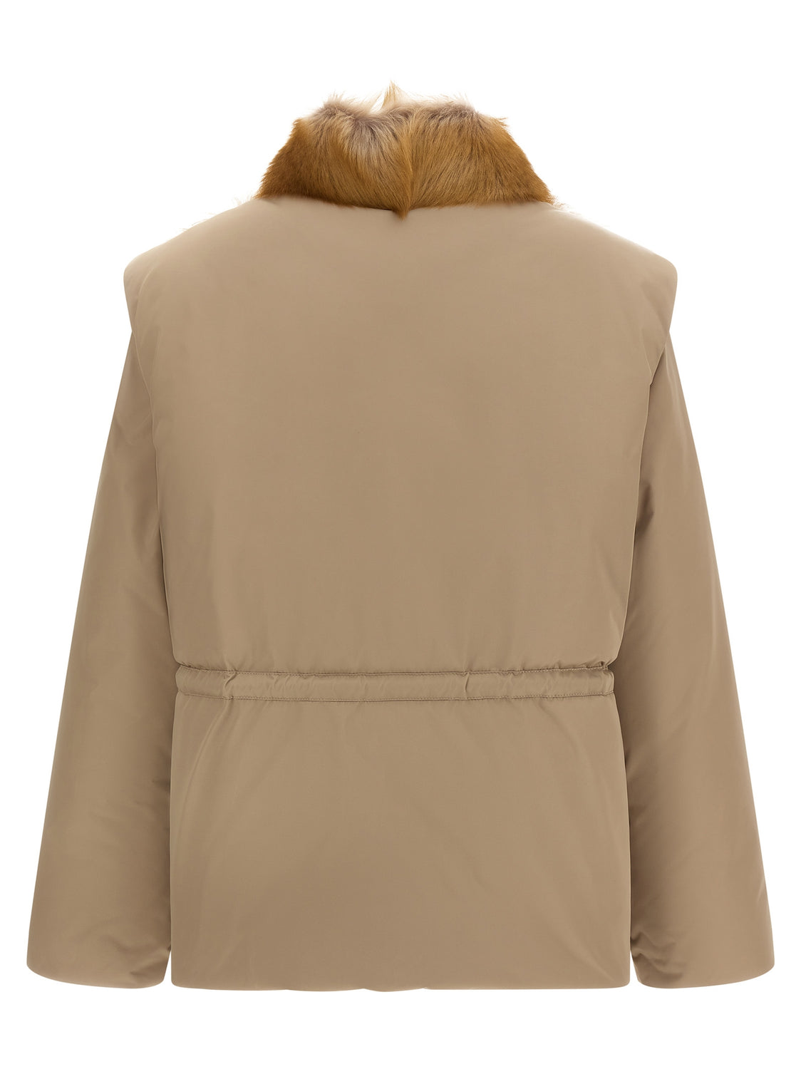 Beige Polyester Sleeveless Jacket