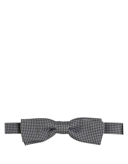 Black White Houndstooth Adjustable Neck Bow Tie