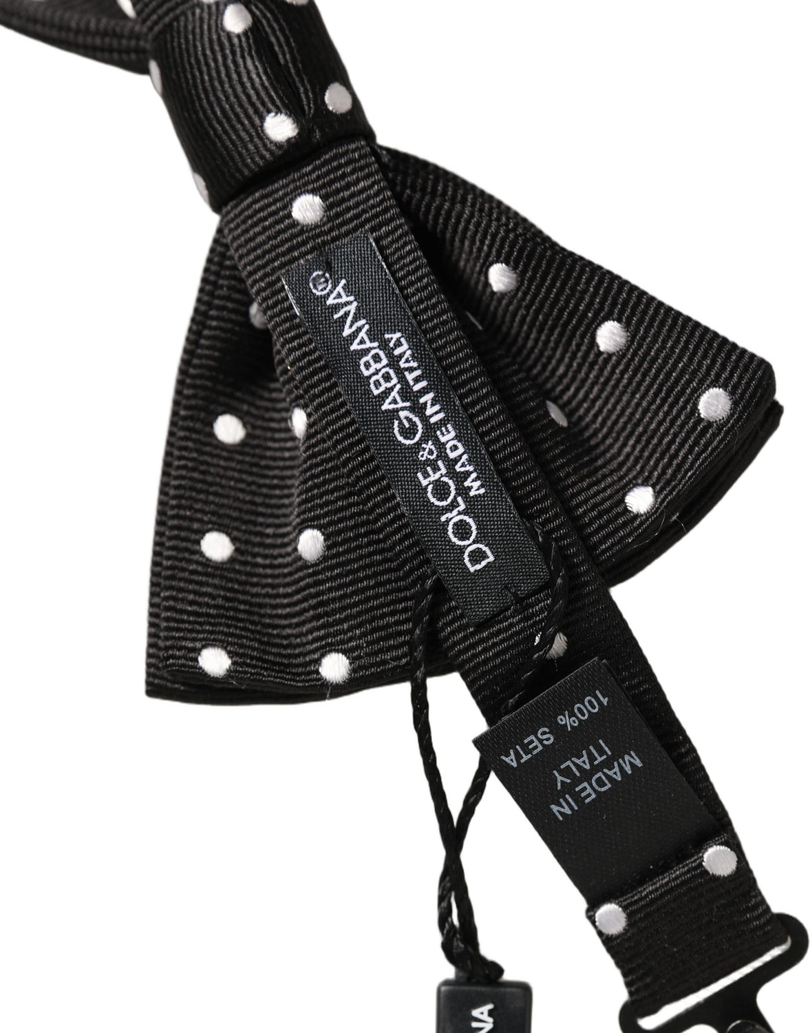 Black White Polka Dot Adjustable Neck Papillon Bow Tie