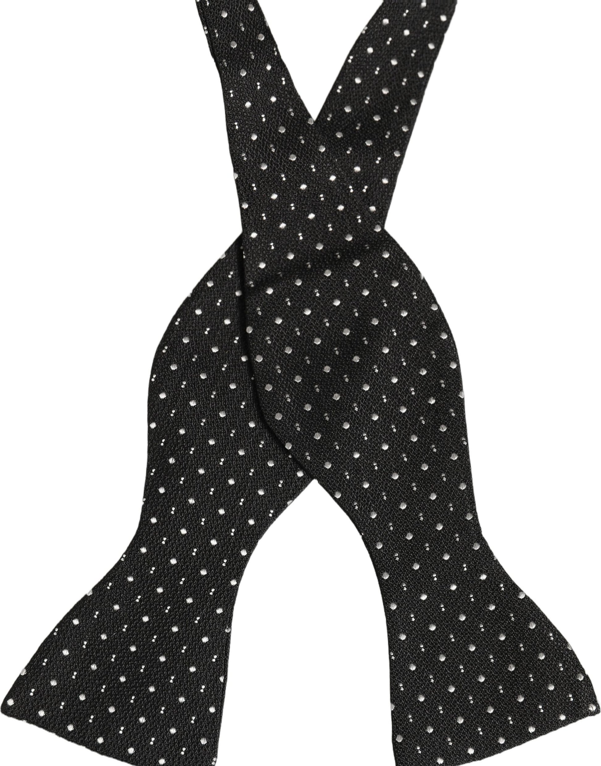Black White Polka Dot Adjustable Neck Papillon Bow Tie