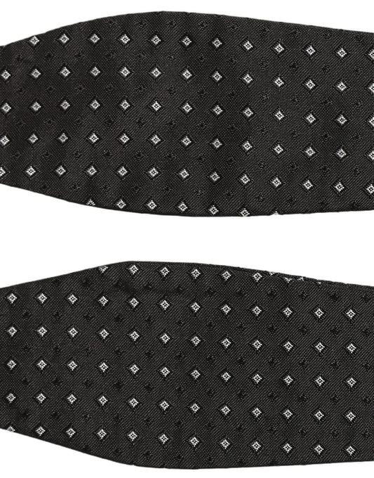 Dark Gray White Polka Dot Adjustable Neck Papillon Bow Tie