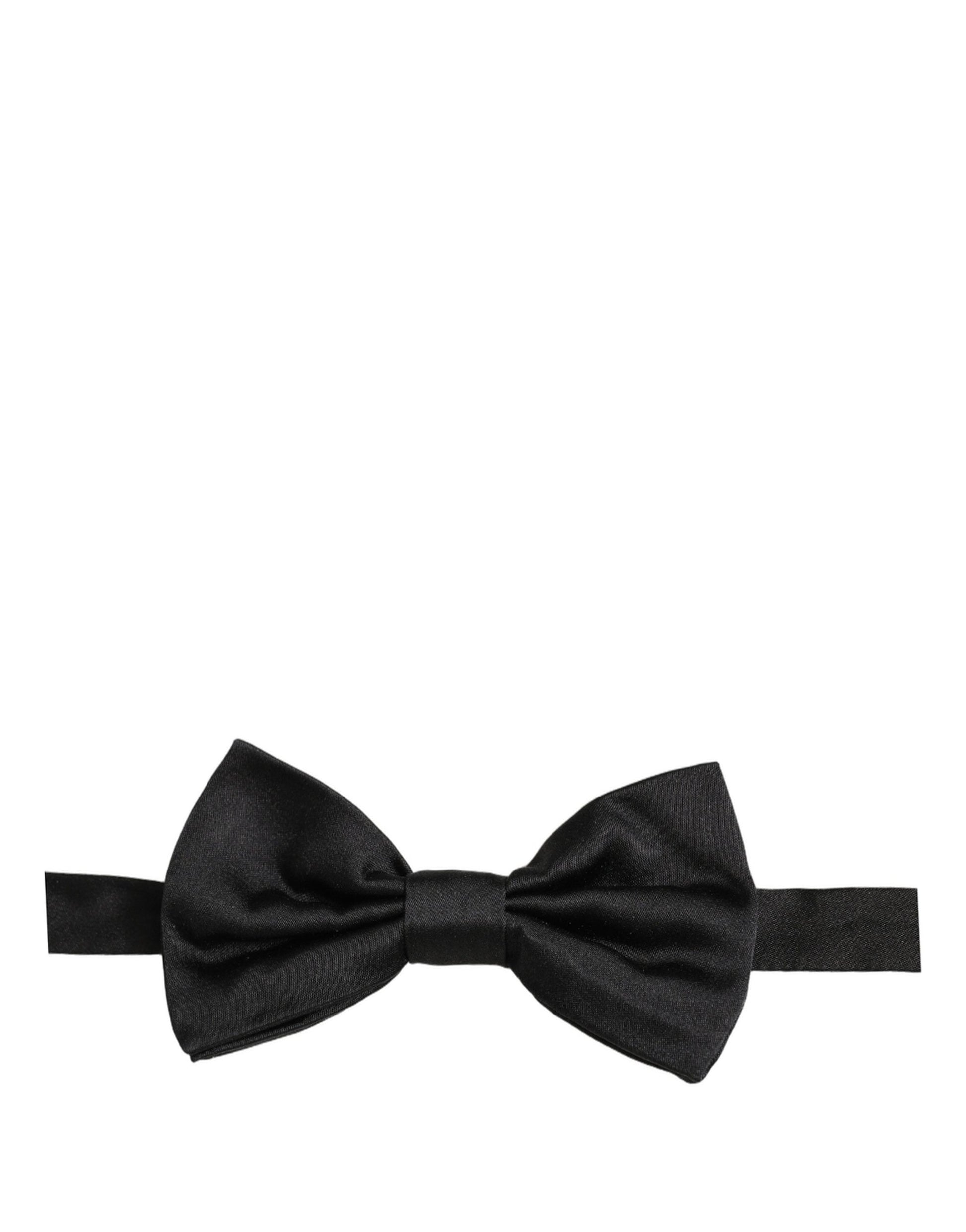Men Black 100% Silk Adjustable Neck Papillon Bow Tie