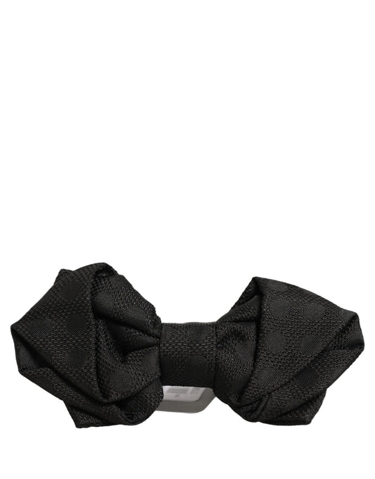 Men Black 100% Silk Adjustable Neck Papillon Bow Tie