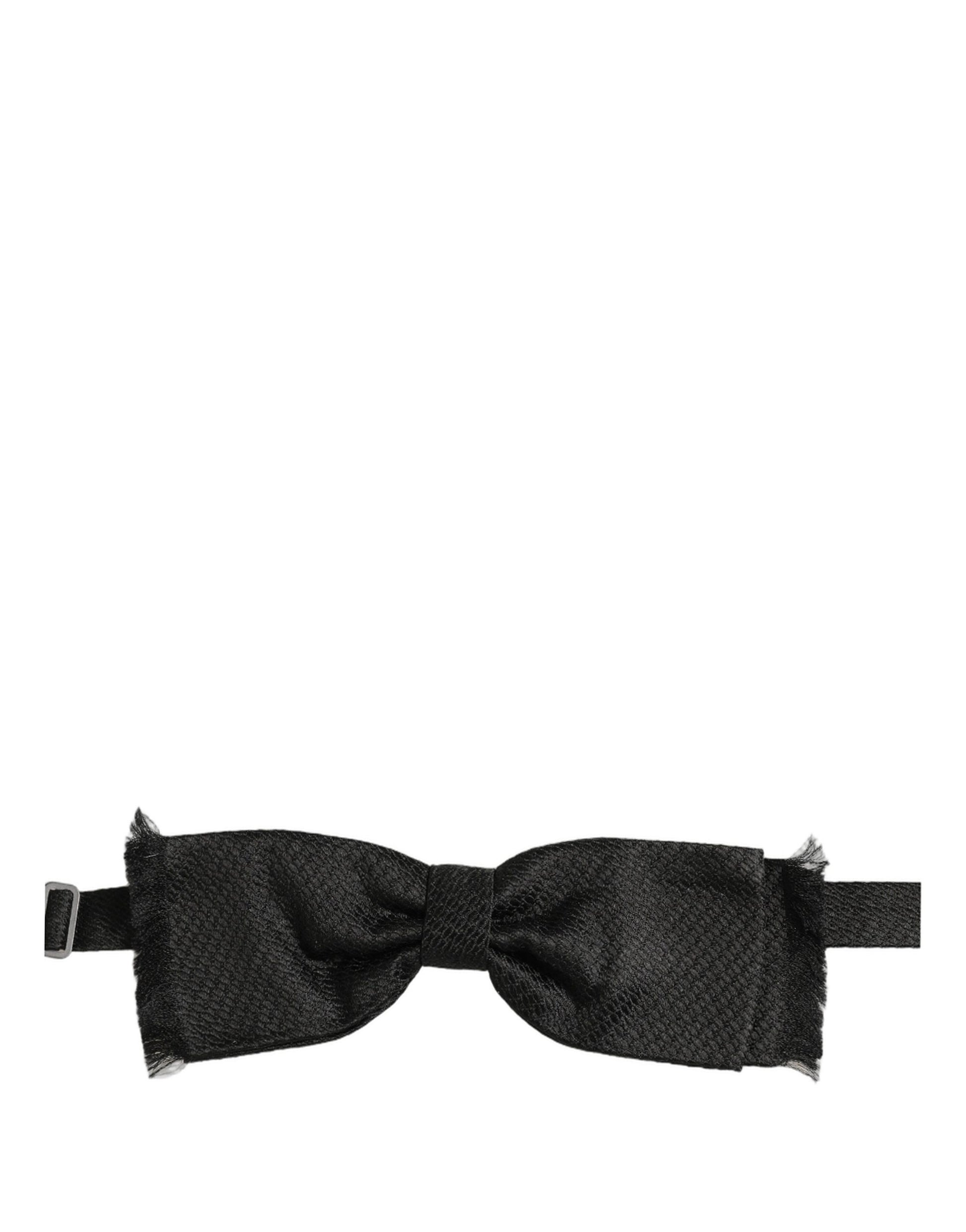 Men Black 100% SIlk Adjustable Neck Papillon Bow Tie