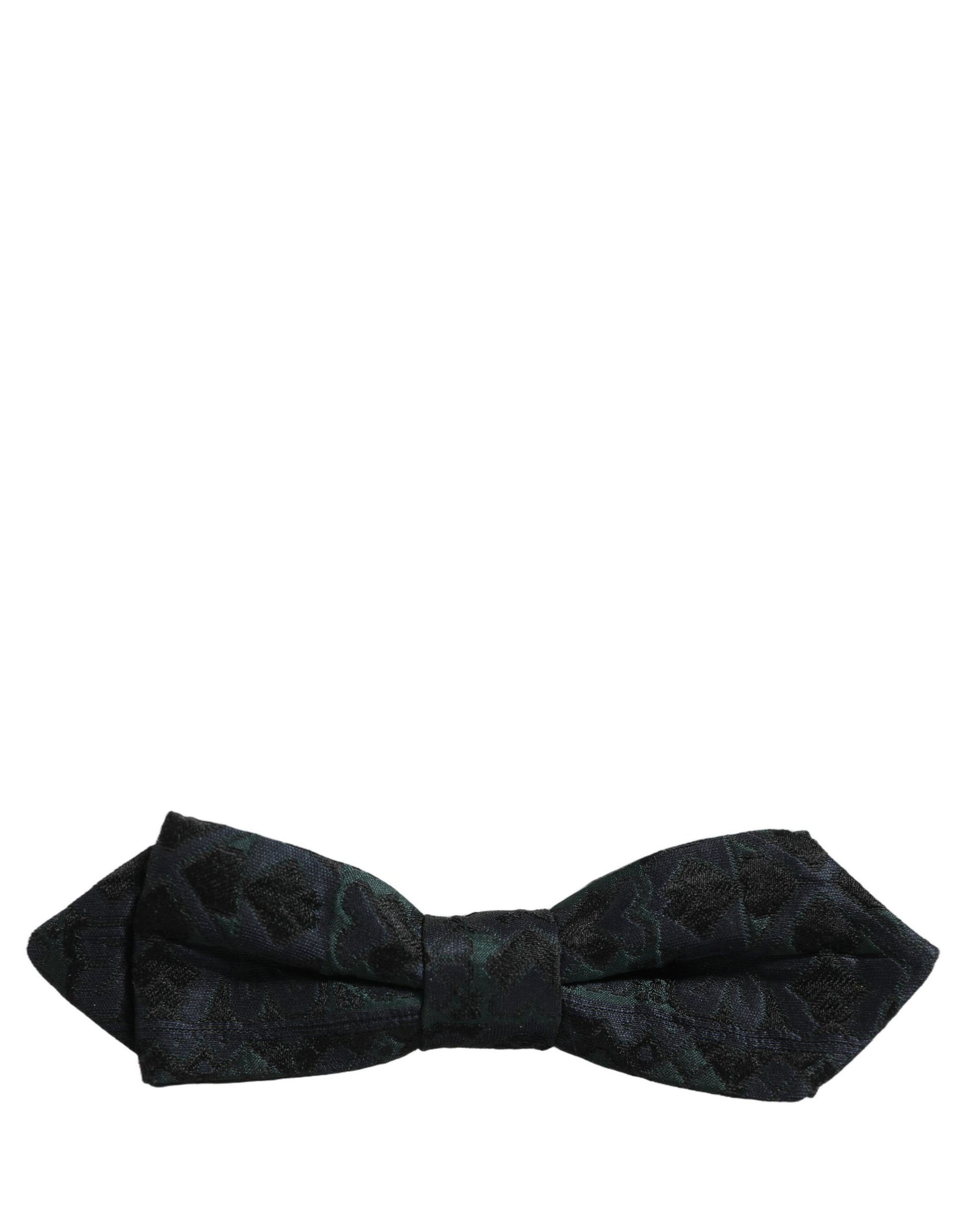 Men Black Green Paisley Adjustable Neck Papillon Bow Tie