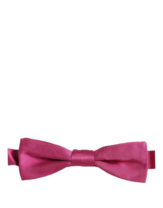 Men Pink 100% Silk Adjustable Neck Papillon Bow Tie