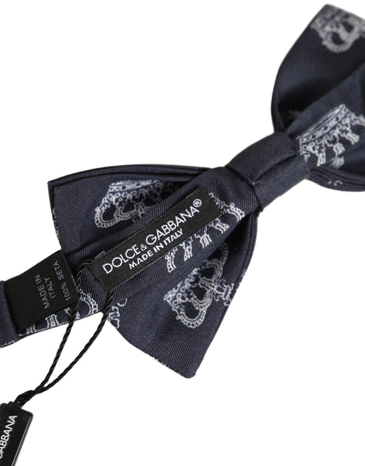 Men Black Crown Silk Adjustable Neck Papillon Bow Tie
