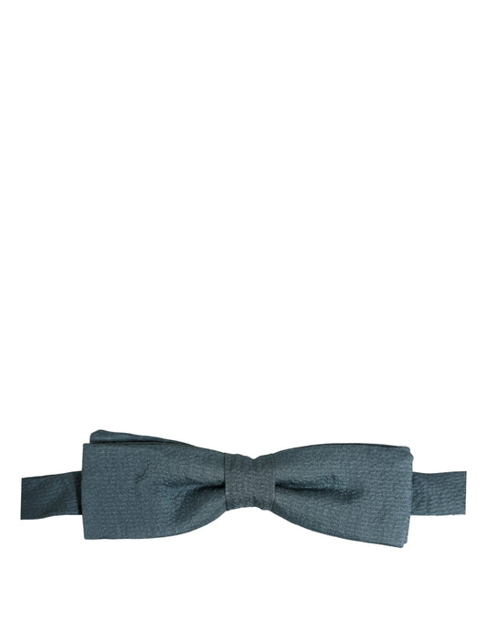 Men Steel Blue 100% Silk Adjustable Neck Papillon Bow Tie