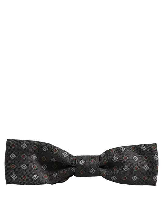Men Dark Gray Geometric Adjustable Bow Tie